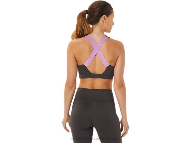 Women\s Cross Back Strapped Bra Obsidian Grey Asics XXPD2956