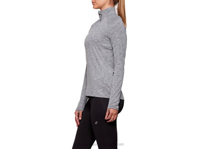 Women\s Dorai Quarter Zip Top Dark Grey Heather Asics XXPD4207