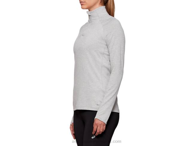 Women\s Dorai Quarter Zip Top Light Grey Heather Asics XXPD4205