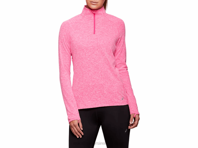 Womens Dorai Quarter Zip Top Pink Glo Heather Asics XXPD4206