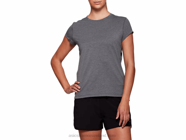 Womens Dorai Short Sleeve Top Dark Grey Heather Asics XXPD4035