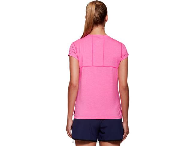 Women\s Dorai Short Sleeve Top Pink Glo Heather Asics XXPD4054