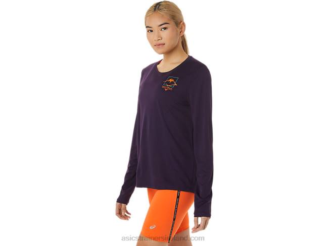 Women\s Fujitrail Logo Long Sleeve Top Night Shade Asics XXPD3033