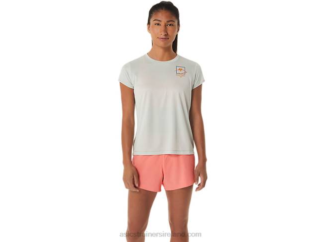 Womens Fujitrail Logo Short Sleeve Top Light Sage Asics XXPD2510