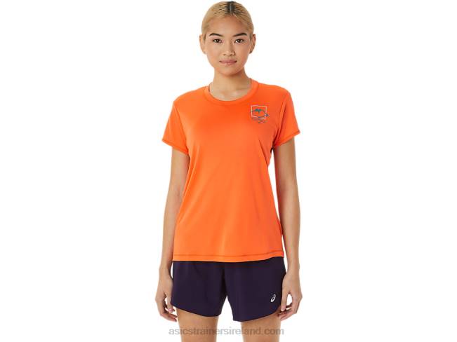 Womens Fujitrail Logo Short Sleeve Top Nova Orange Asics XXPD3075