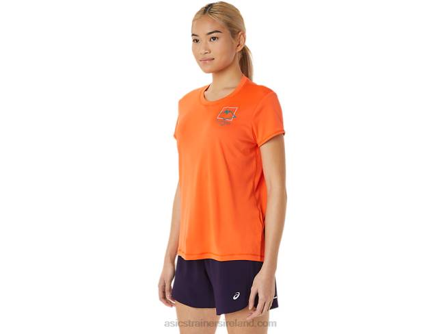 Women\s Fujitrail Logo Short Sleeve Top Nova Orange Asics XXPD3075