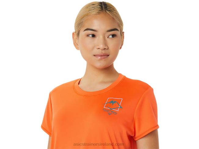 Women\s Fujitrail Logo Short Sleeve Top Nova Orange Asics XXPD3075