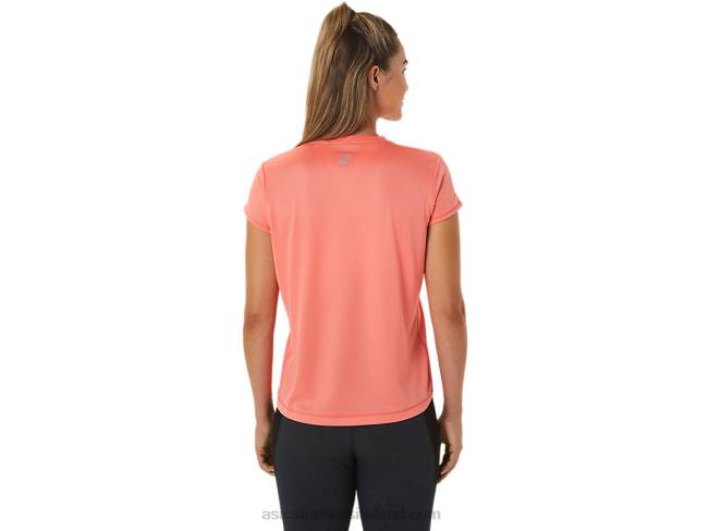 Women\s Fujitrail Logo Short Sleeve Top Papaya Asics XXPD2563