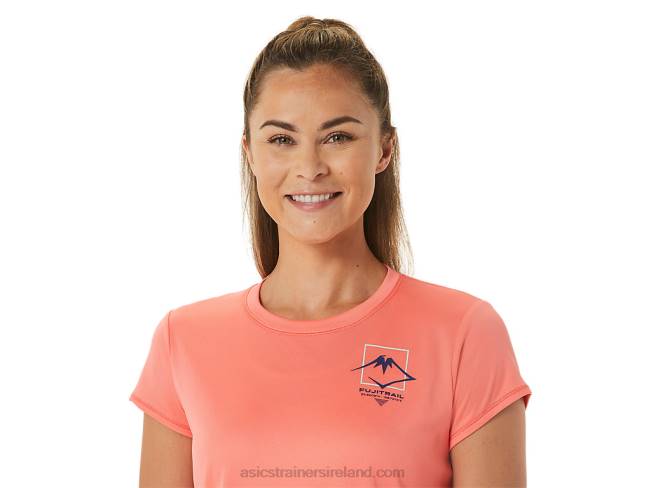 Women\s Fujitrail Logo Short Sleeve Top Papaya Asics XXPD2563