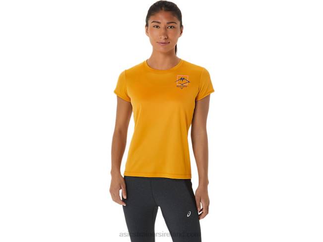 Womens Fujitrail Logo Short Sleeve Top Sandstorm Asics XXPD2565