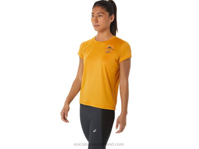 Women\s Fujitrail Logo Short Sleeve Top Sandstorm Asics XXPD2565