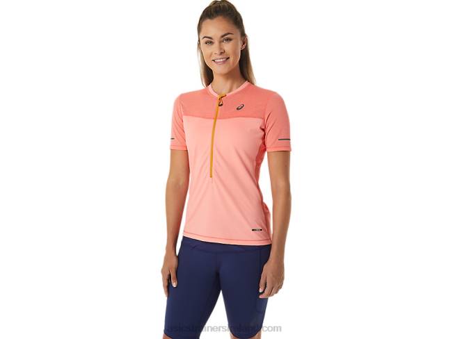 Womens Fujitrail Short Sleeve Top Papaya/Guava Asics XXPD2457