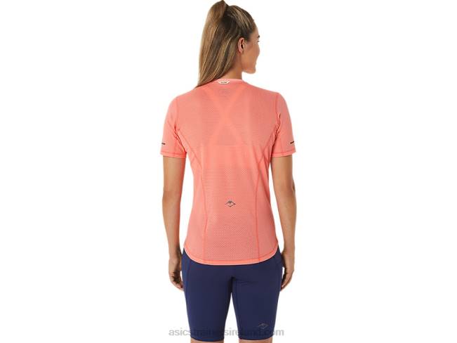 Women\s Fujitrail Short Sleeve Top Papaya/Guava Asics XXPD2457