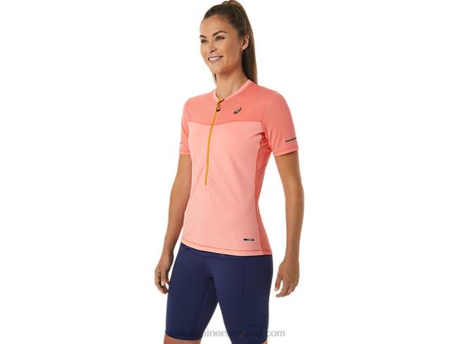 Women\s Fujitrail Short Sleeve Top Papaya/Guava Asics XXPD2457