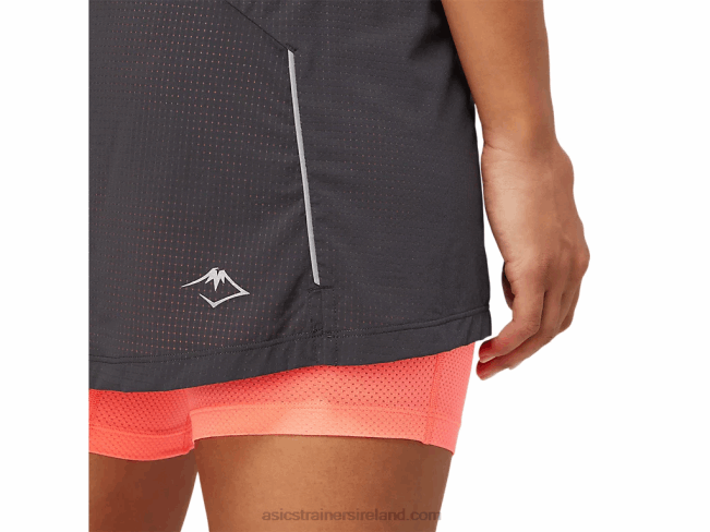 Women\s Fujitrail Skort Graphite Grey/Blazing Coral Asics XXPD3845