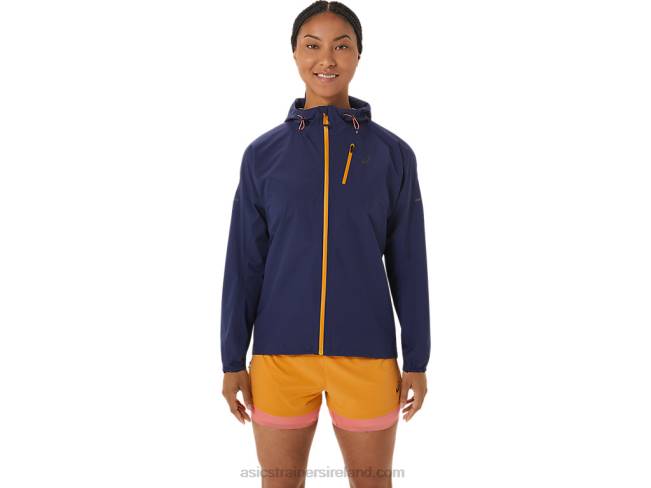 Womens Fujitrail Waterproof Jacket Indigo Blue/Sandstorm Asics XXPD2535