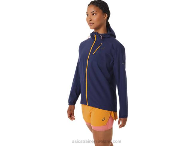 Women\s Fujitrail Waterproof Jacket Indigo Blue/Sandstorm Asics XXPD2535