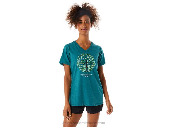 Womens Graphic V-Neck Wch Velvet Pine Heather Asics XXPD3319