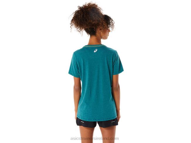 Women\s Graphic V-Neck Wch Velvet Pine Heather Asics XXPD3319