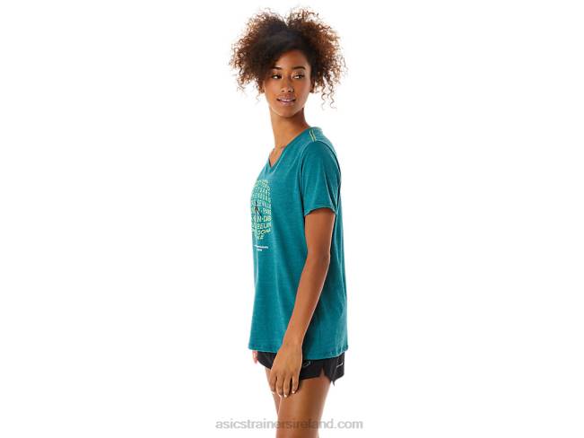 Women\s Graphic V-Neck Wch Velvet Pine Heather Asics XXPD3319