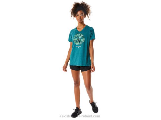 Women\s Graphic V-Neck Wch Velvet Pine Heather Asics XXPD3319