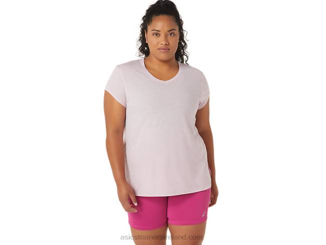 Womens Heather Vneck Top Barely Rose Heather Asics XXPD2746