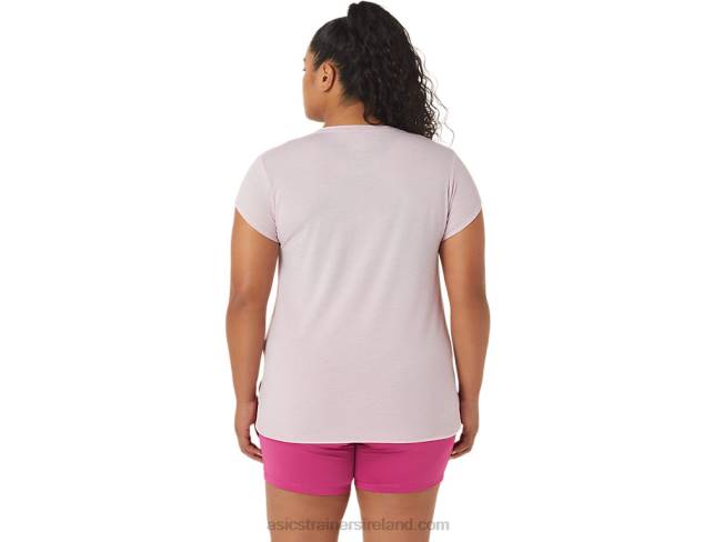 Women\s Heather Vneck Top Barely Rose Heather Asics XXPD2746