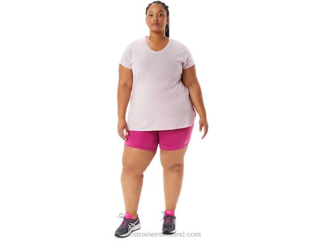 Women\s Heather Vneck Top Barely Rose Heather Asics XXPD2746