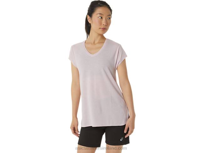 Women\s Heather Vneck Top Barely Rose Heather Asics XXPD2746