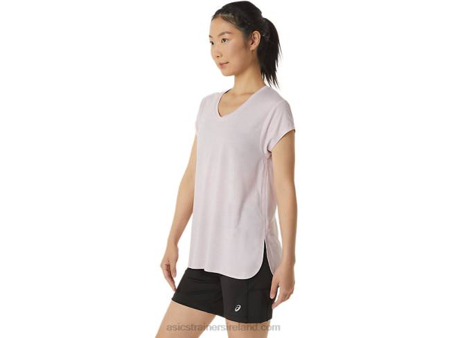 Women\s Heather Vneck Top Barely Rose Heather Asics XXPD2746