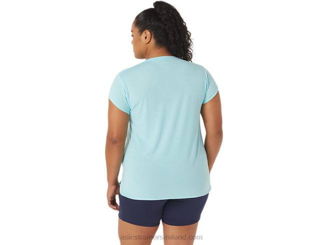 Women\s Heather Vneck Top Clear Blue Heather Asics XXPD3403