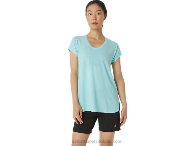 Women\s Heather Vneck Top Clear Blue Heather Asics XXPD3403