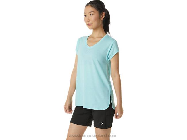 Women\s Heather Vneck Top Clear Blue Heather Asics XXPD3403