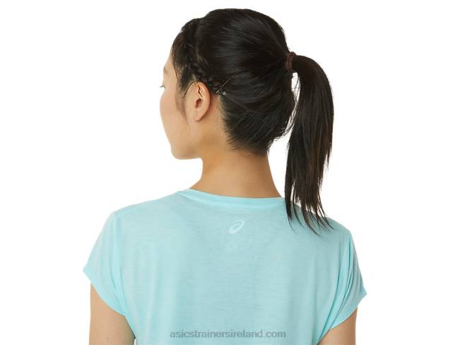 Women\s Heather Vneck Top Clear Blue Heather Asics XXPD3403