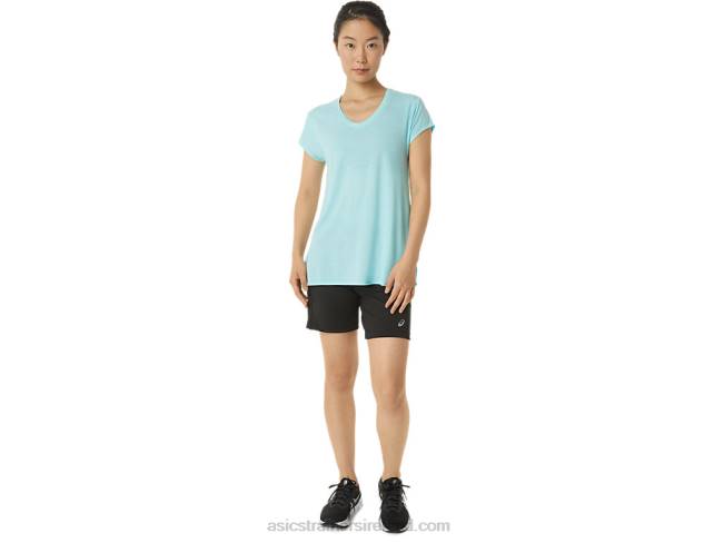 Women\s Heather Vneck Top Clear Blue Heather Asics XXPD3403