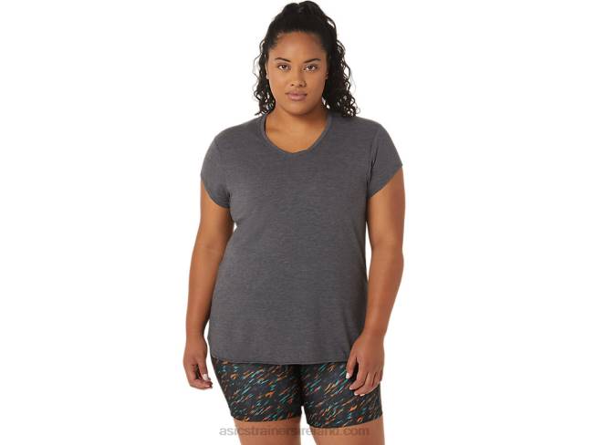 Womens Heather Vneck Top Dark Grey Heather Asics XXPD4092