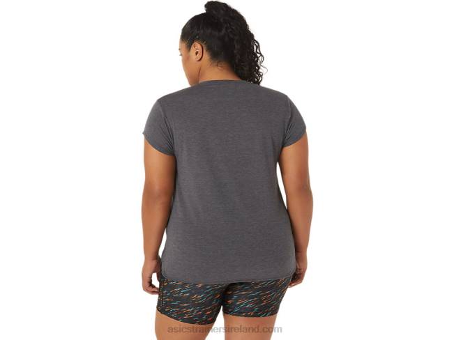 Women\s Heather Vneck Top Dark Grey Heather Asics XXPD4092