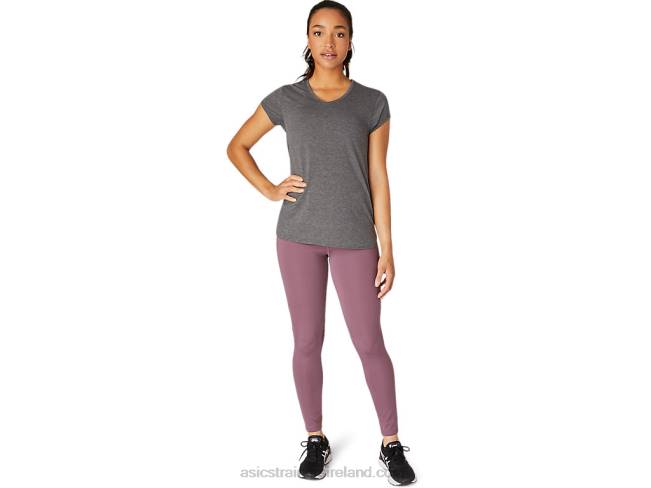 Women\s Heather Vneck Top Dark Grey Heather Asics XXPD4092