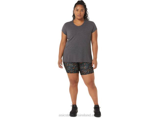 Women\s Heather Vneck Top Dark Grey Heather Asics XXPD4092