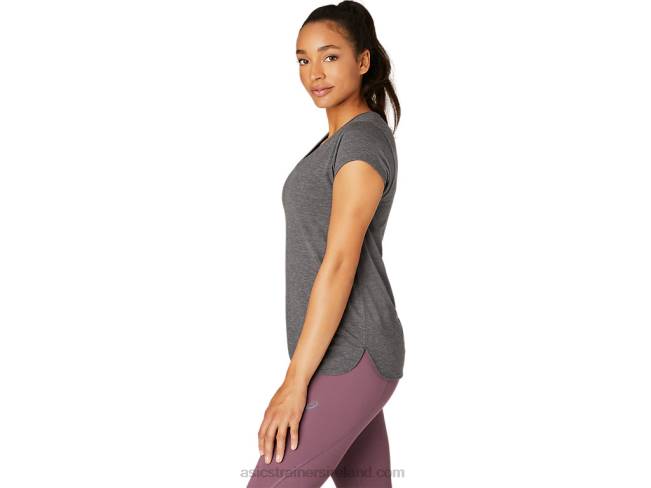 Women\s Heather Vneck Top Dark Grey Heather Asics XXPD4092