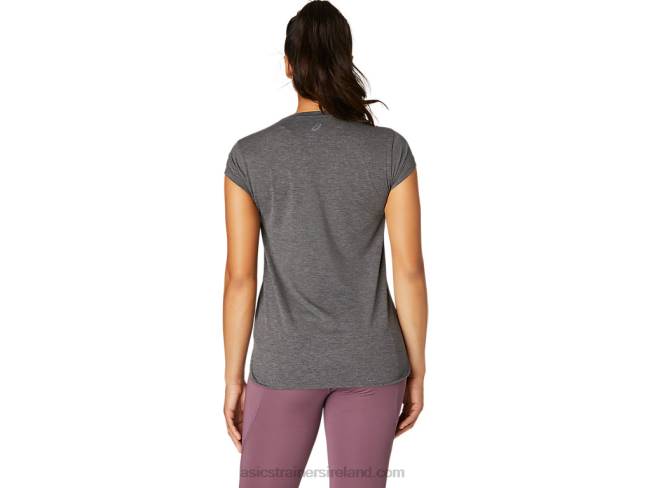 Women\s Heather Vneck Top Dark Grey Heather Asics XXPD4092