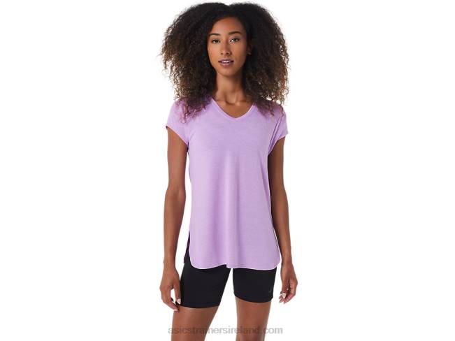 Womens Heather Vneck Top Lavender Glow Heather Asics XXPD3046