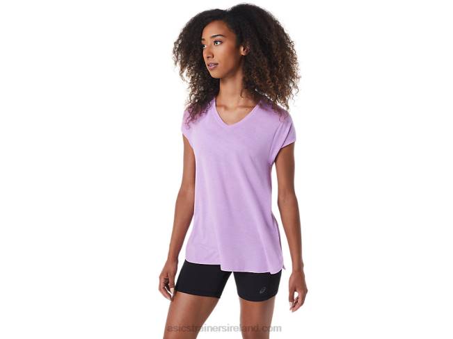 Women\s Heather Vneck Top Lavender Glow Heather Asics XXPD3046