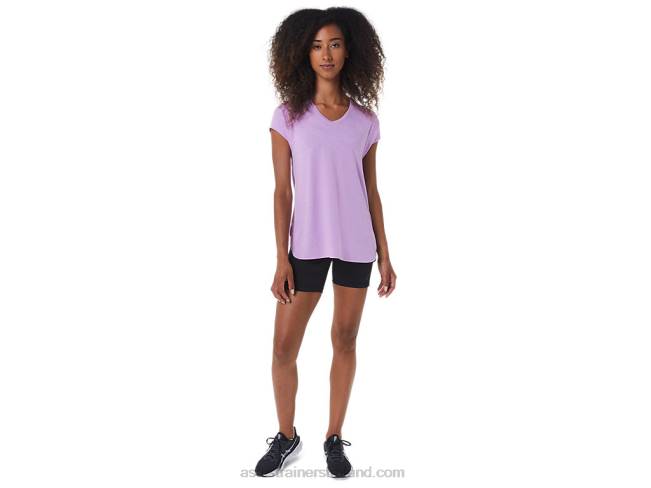 Women\s Heather Vneck Top Lavender Glow Heather Asics XXPD3046