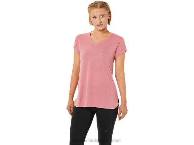 Womens Heather Vneck Top Smokey Rose Heather Asics XXPD3838