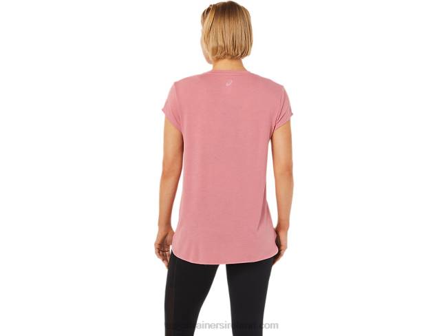 Women\s Heather Vneck Top Smokey Rose Heather Asics XXPD3838