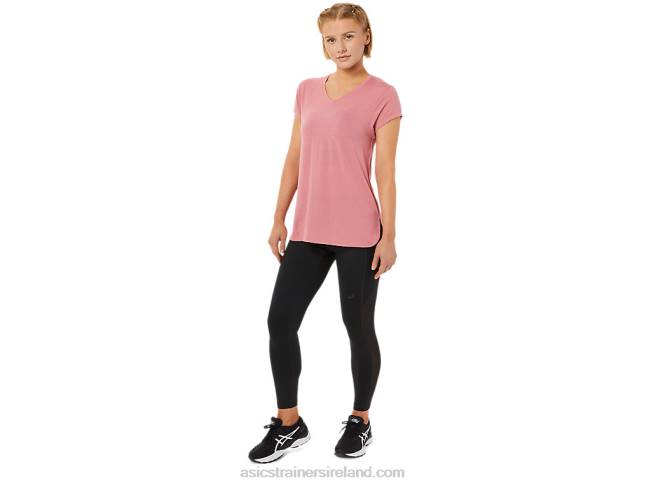 Women\s Heather Vneck Top Smokey Rose Heather Asics XXPD3838