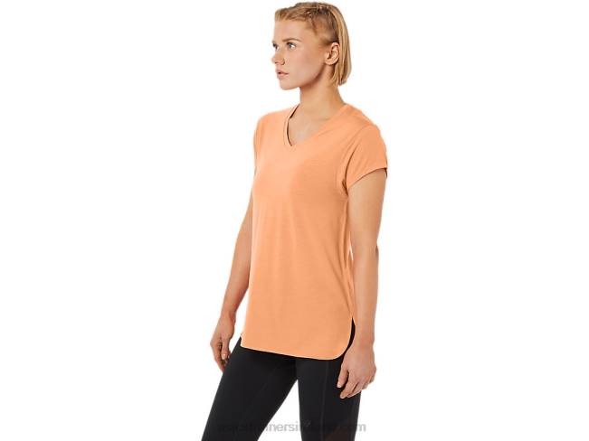 Women\s Heather Vneck Top Summer Dune Heather Asics XXPD2260