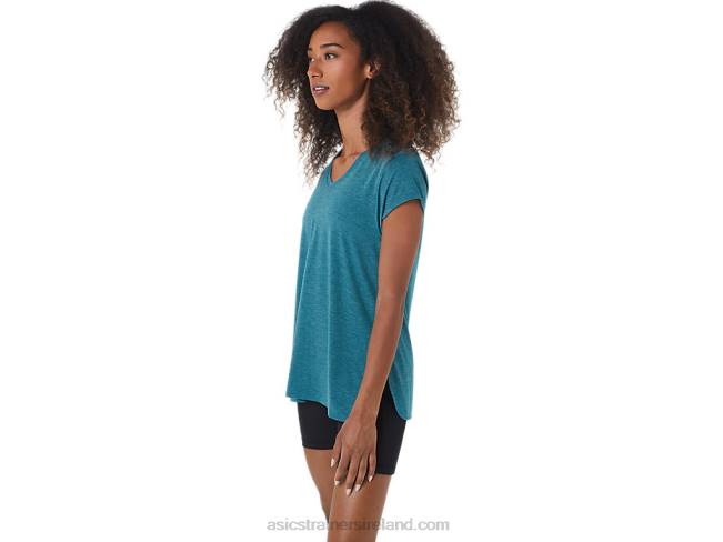 Women\s Heather Vneck Top Velvet Pine Heather Asics XXPD3045