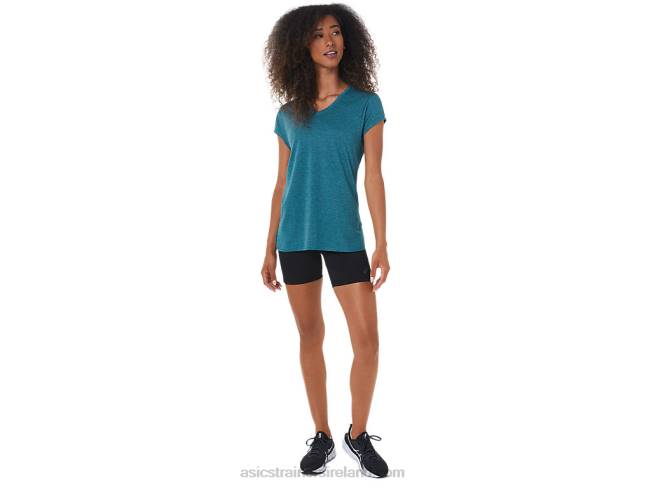 Women\s Heather Vneck Top Velvet Pine Heather Asics XXPD3045